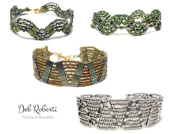 Tila Curve Bracelets beaded pattern tutorial by Deb Roberti (digital download PDF pattern in English only)