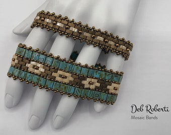 Mosaic Bands beaded pattern tutorial by Deb Roberti (digital download PDF pattern in English only)