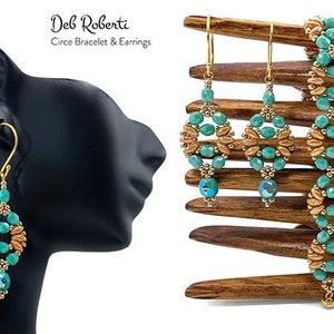 Circe Bracelet & Earrings beaded pattern tutorial by Deb Roberti (digital download PDF pattern in English only)