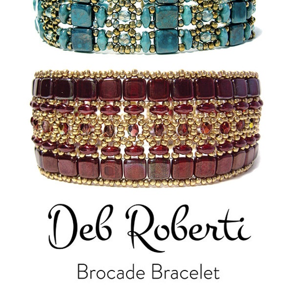 Brocade Bracelets beaded pattern tutorial by Deb Roberti (digital download PDF pattern in English only)