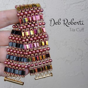 Tila Cuff beaded pattern tutorial by Deb Roberti (digital download PDF pattern in English only)