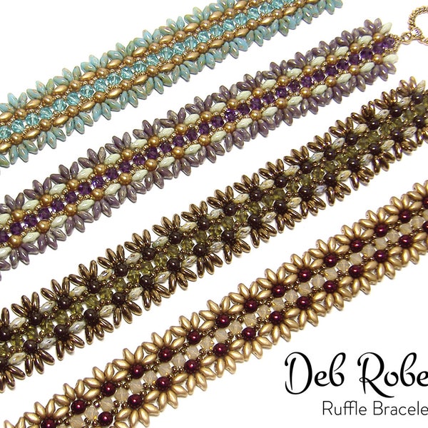 Ruffle Bracelet beaded pattern tutorial by Deb Roberti (digital download PDF pattern in English only)