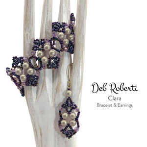 Clara Bracelet & Earrings beaded pattern tutorial by Deb Roberti digital download PDF pattern in English only image 4