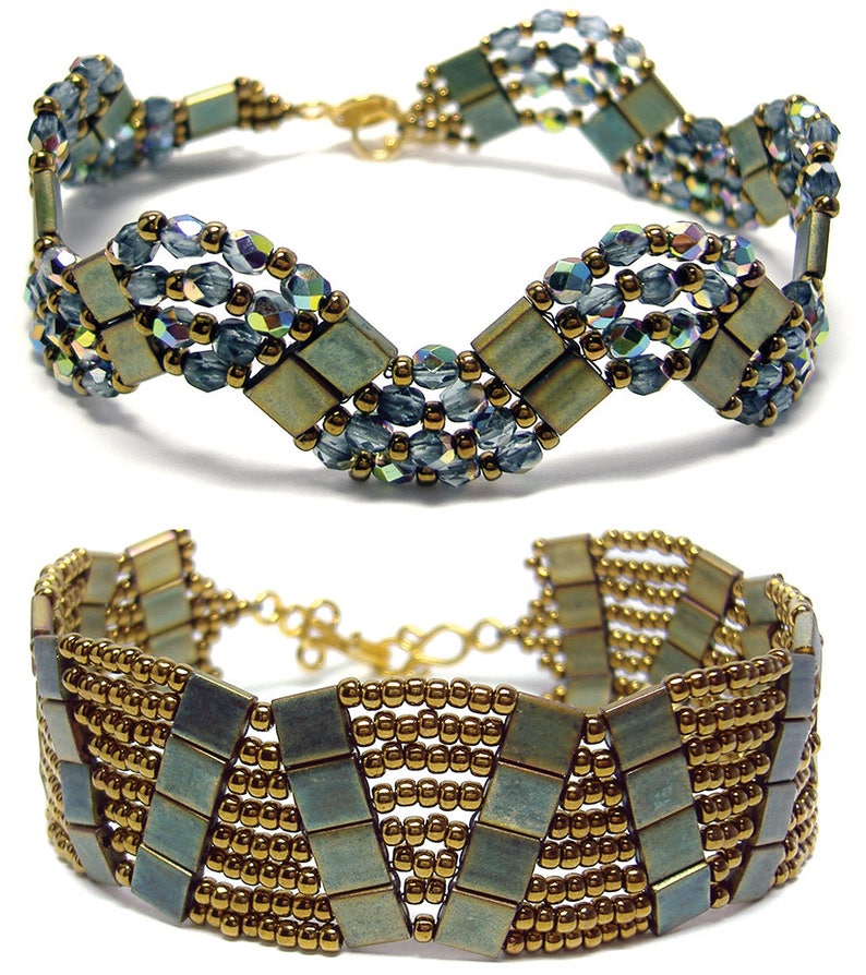 Tila Curve Bracelets beaded pattern tutorial by Deb Roberti Etsy