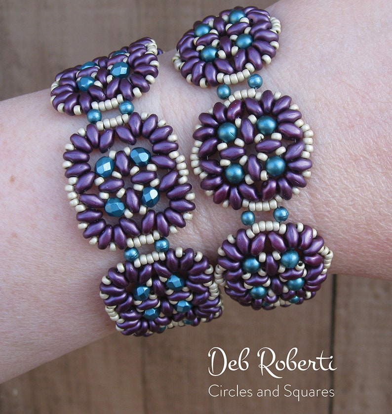 Circles and Squares Beaded Pattern Tutorial by Deb Roberti Etsy