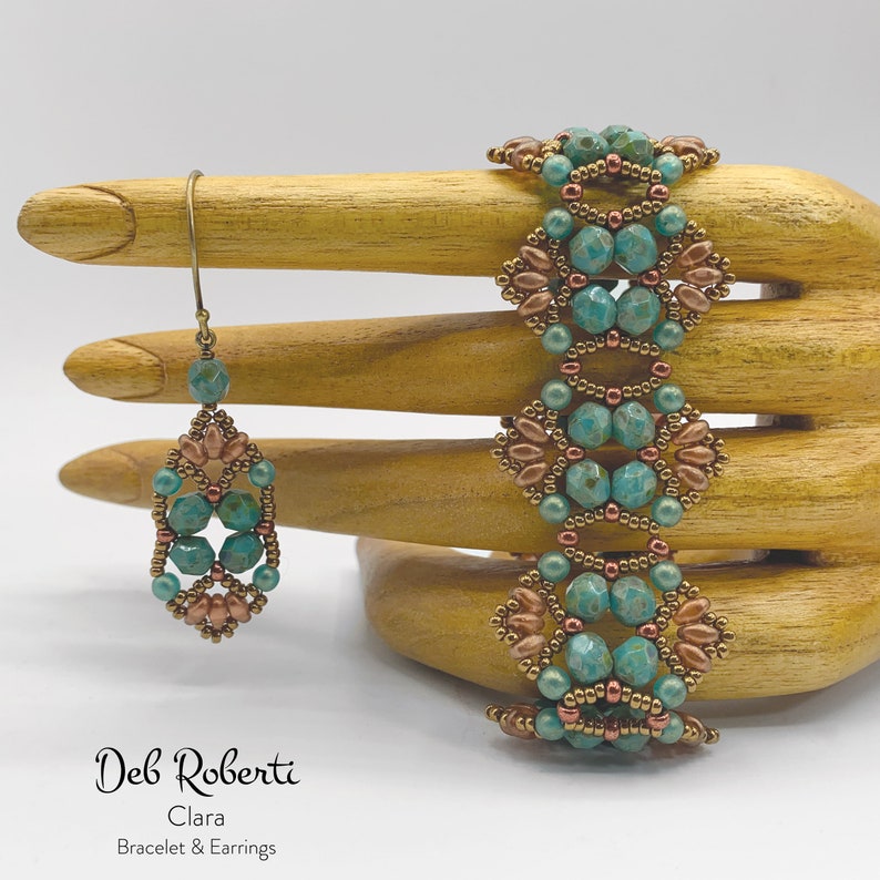 Clara Bracelet & Earrings beaded pattern tutorial by Deb Roberti digital download PDF pattern in English only image 5