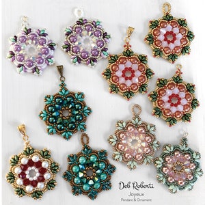 Joyeux Pendant & Ornament beaded pattern tutorial by Deb Roberti (digital download PDF pattern in English only)