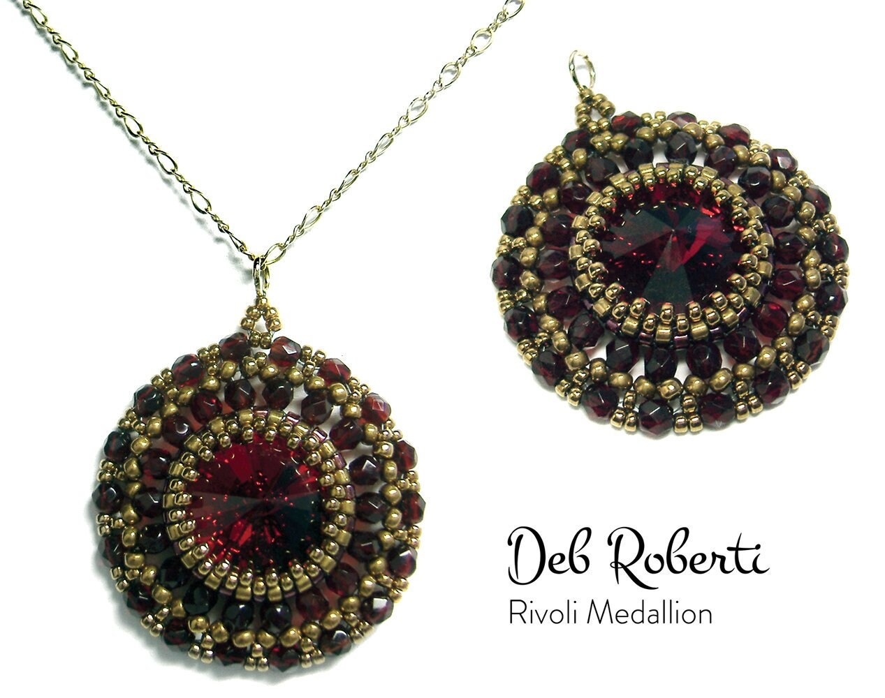 Rivoli Medallion beaded pattern tutorial by Deb Roberti (digital download PDF pattern in English only)