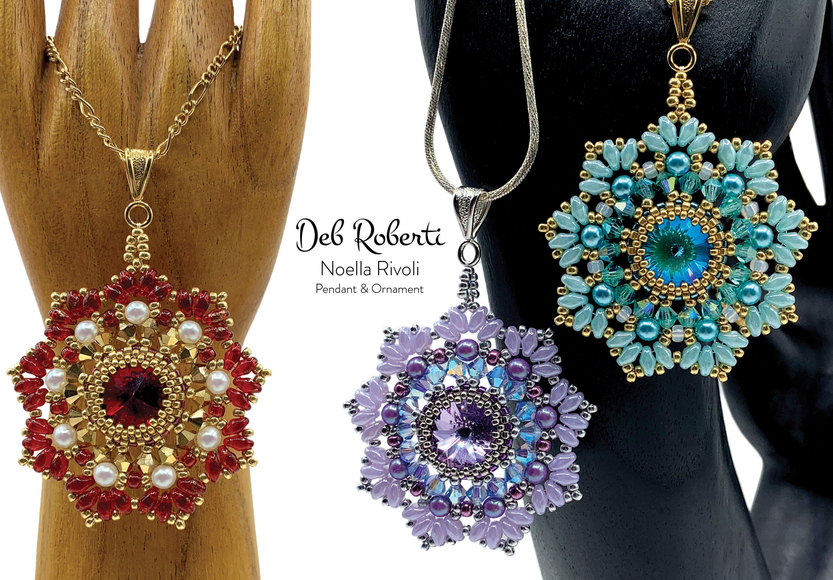 Noella Rivoli Pendant & Ornament beaded pattern tutorial by Deb Roberti (digital download PDF pattern in English only)