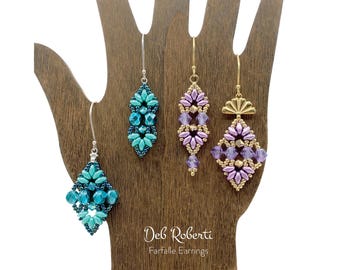 Farfalle Earrings beaded pattern tutorial by Deb Roberti (digital download PDF pattern in English only)