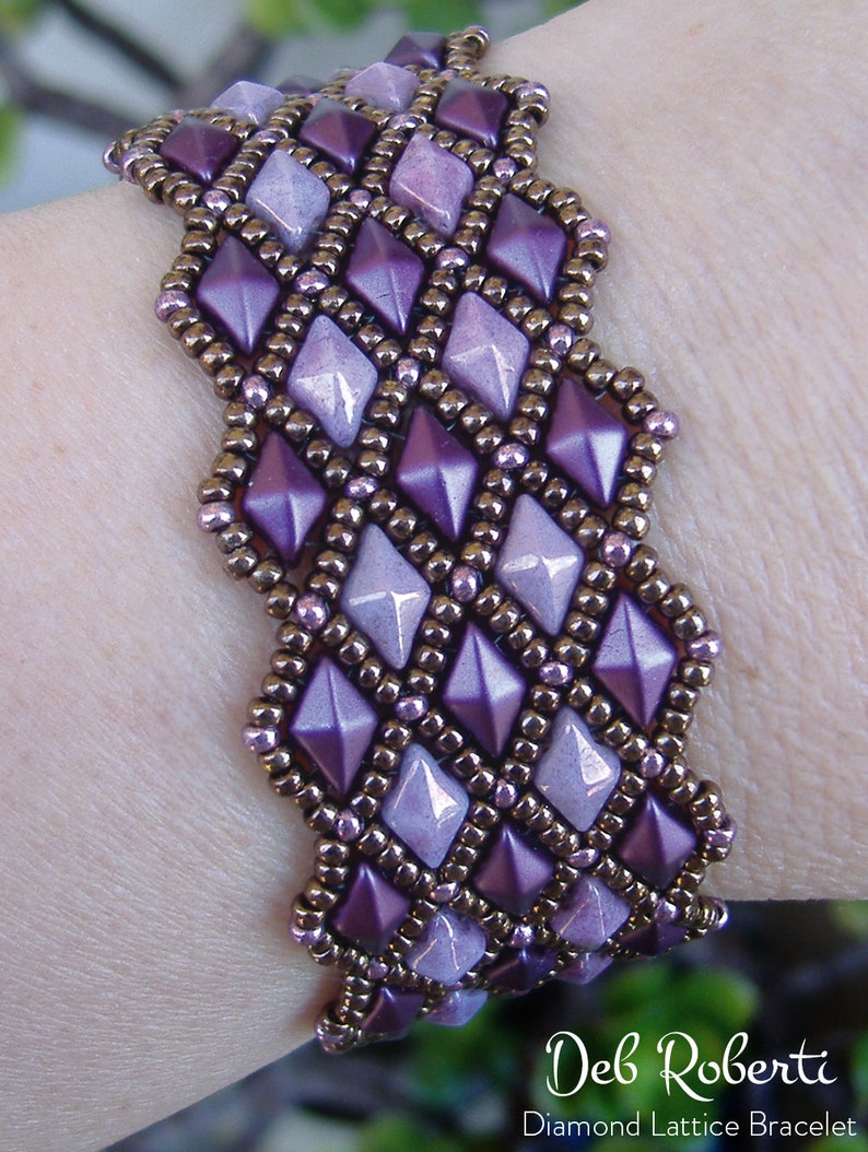 Diamond Lattice Bracelet beaded pattern tutorial by Deb Roberti digital download PDF pattern in English only image 5