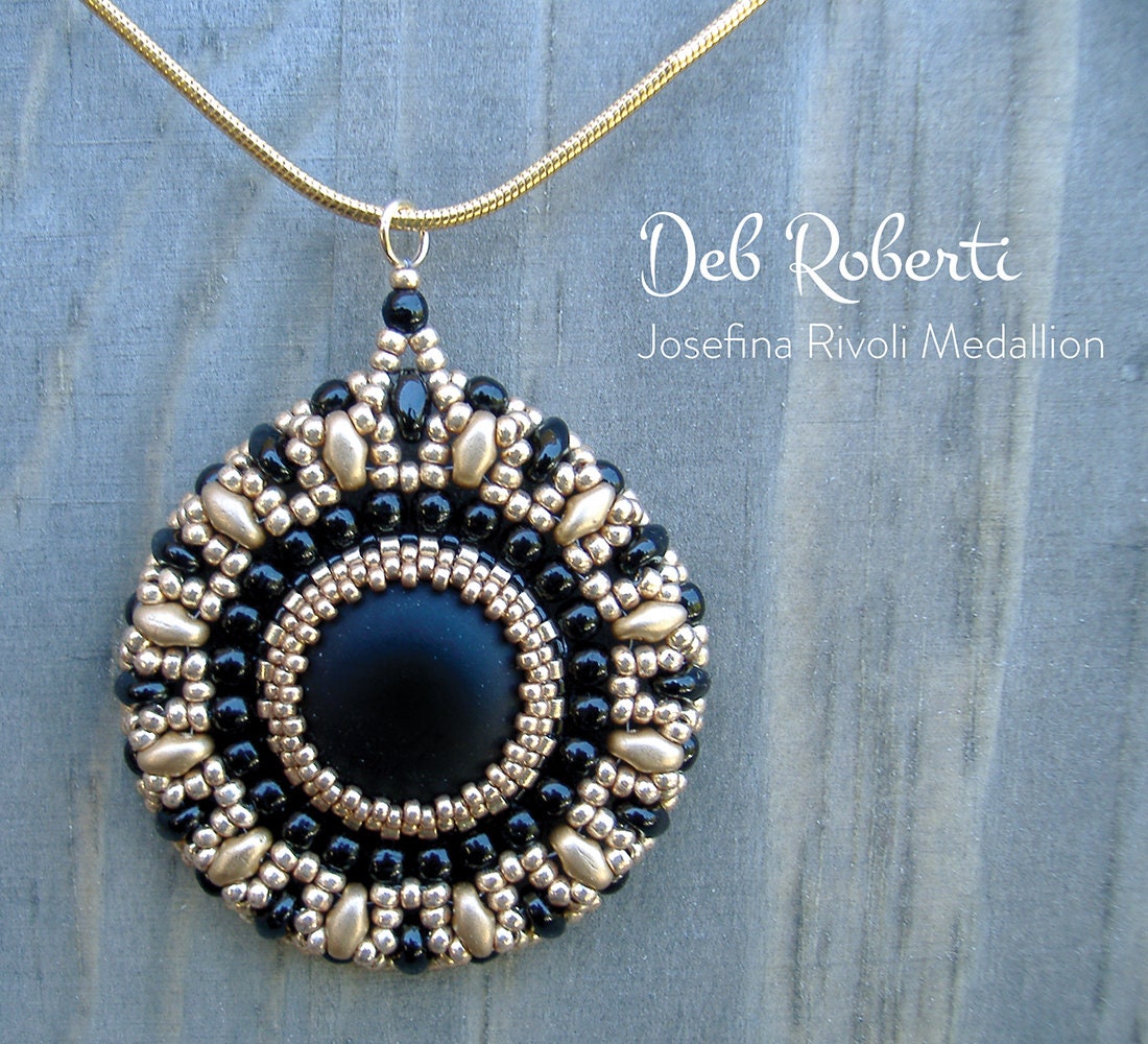 Printable Rivoli Pattern Josefina Rivoli Medallion Beaded Pattern Tutorial by Deb Roberti ...