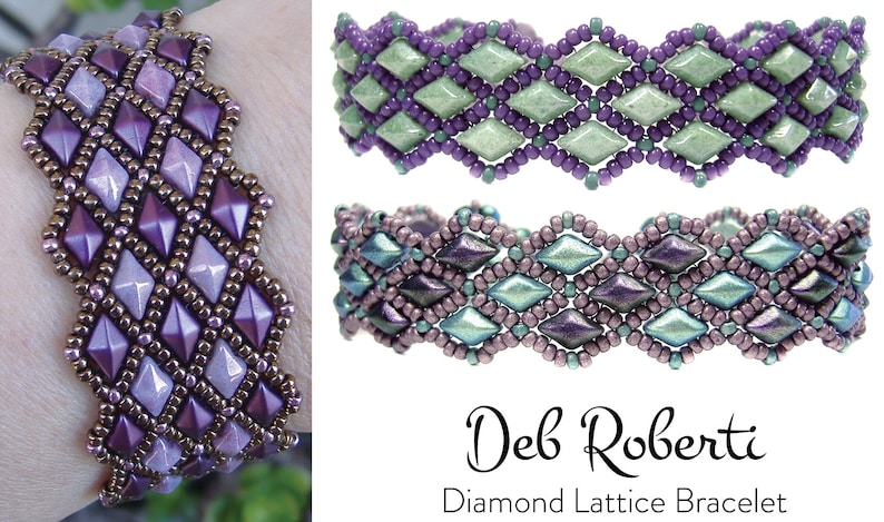 Diamond Lattice Bracelet beaded pattern tutorial by Deb Roberti digital download PDF pattern in English only image 1