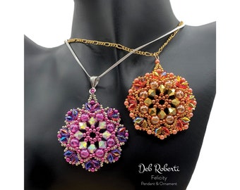 Felicity Pendant & Ornament beaded pattern tutorial by Deb Roberti (digital download PDF pattern in English only)