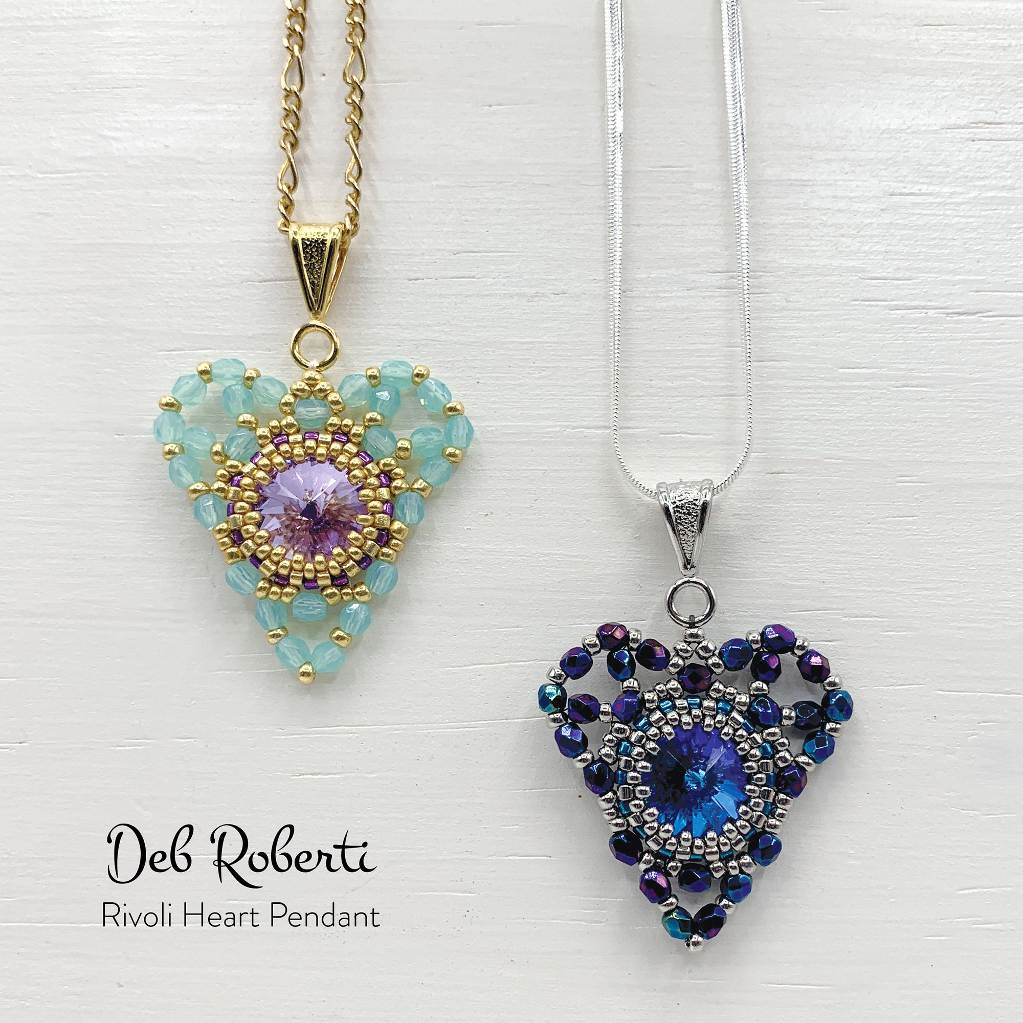 Printable Rivoli Pattern Rivoli Heart Pendant Beaded Pattern Tutorial by Deb Roberti (digital ...