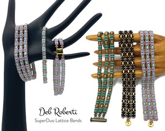 SuperDuo Lattice Bands beaded pattern tutorial by Deb Roberti (digital download PDF pattern in English only)