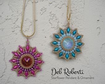 Starflower Pendant & Ornament beaded pattern tutorial by Deb Roberti (digital download PDF pattern in English only)