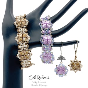 Silky Frames Bracelet & Earrings beaded pattern tutorial by Deb Roberti (digital download PDF pattern in English only)