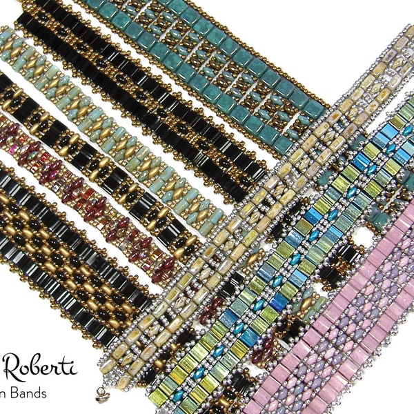 Tila Twin Bands beaded pattern tutorial by Deb Roberti (digital download PDF pattern in English only)