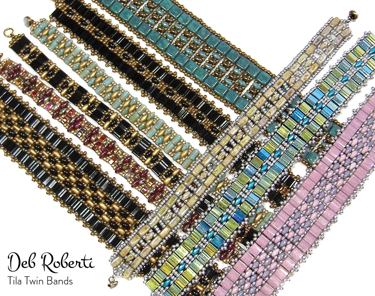 Tila Twin Bands beaded pattern tutorial by Deb Roberti (digital download PDF pattern in English only)