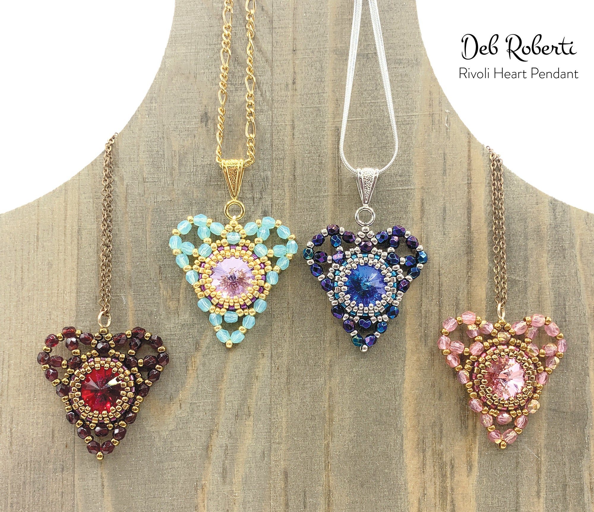 Rivoli Heart Pendant Beaded Pattern Tutorial by Deb Roberti (digital ...