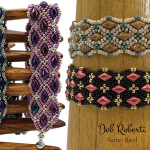 Rattan Band beaded pattern tutorial by Deb Roberti (digital download PDF pattern in English only)