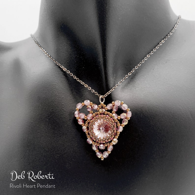 Enchanted Rivoli Pattern Rivoli Heart Pendant Beaded Pattern Tutorial by Deb Roberti (digital ...