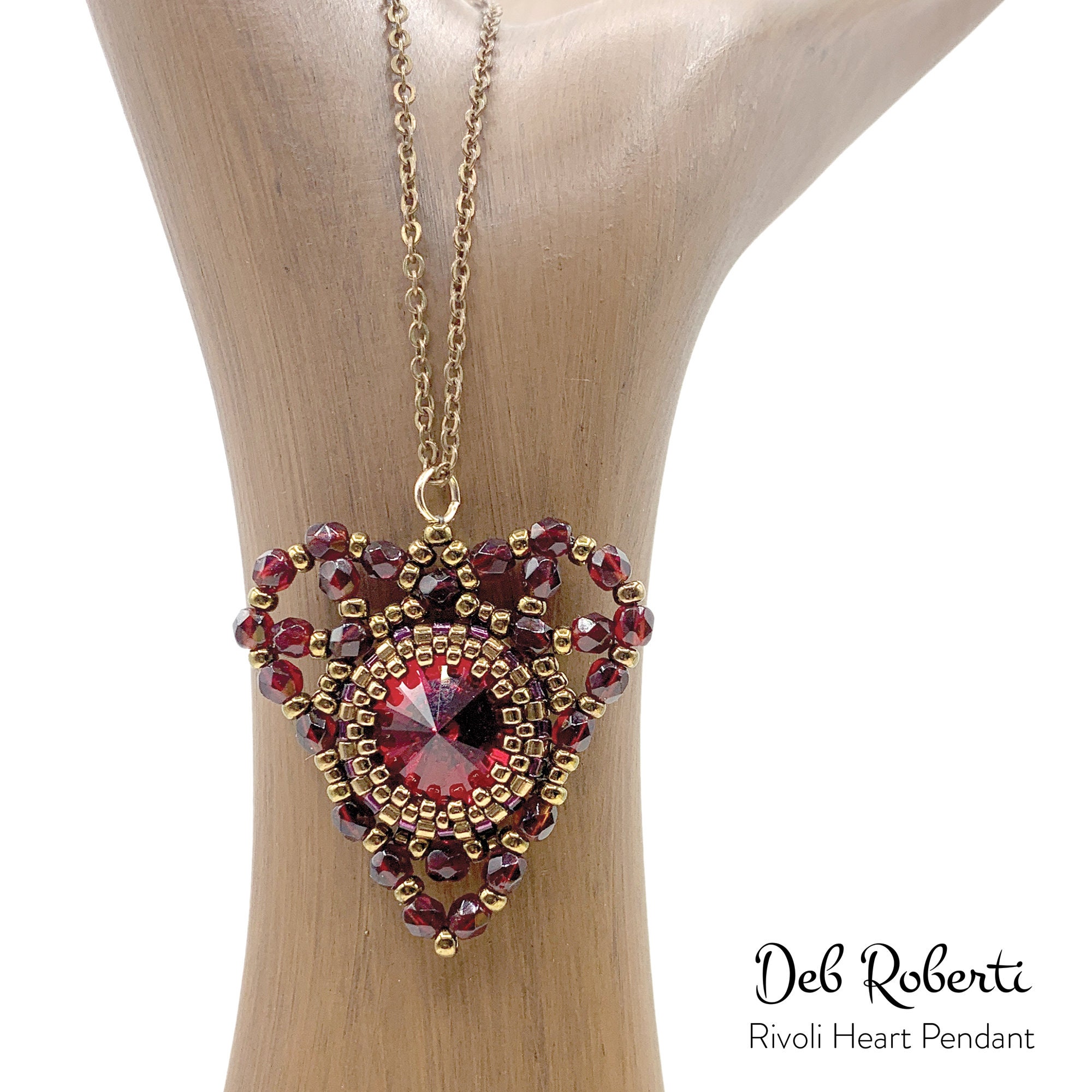 Rivoli Heart Pendant Beaded Pattern Tutorial by Deb Roberti (digital ...