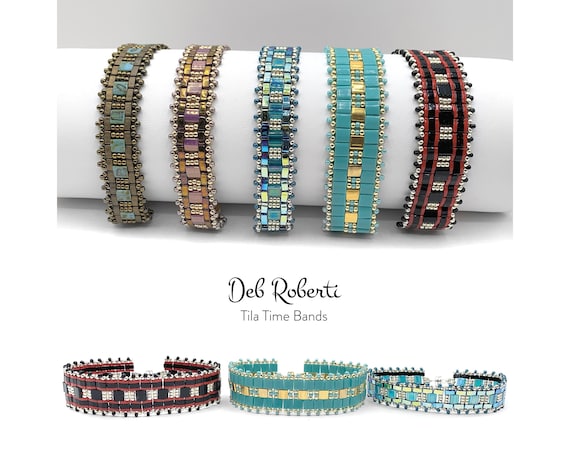 Tila Time Bands beaded pattern tutorial by Deb Roberti (digital download PDF pattern in English only)