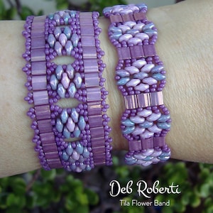 Tila Flower Bands beaded pattern tutorial by Deb Roberti (digital download PDF pattern in English only)