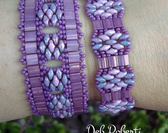 Tila Flower Bands beaded pattern tutorial by Deb Roberti (digital download PDF pattern in English only)