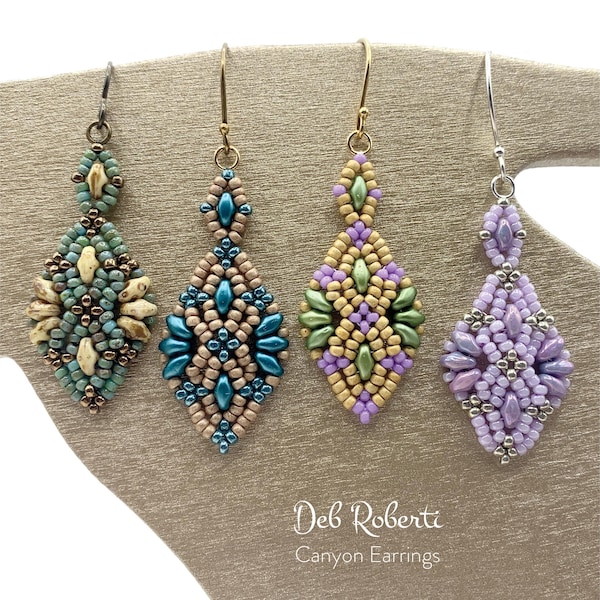 Canyon Earrings beaded pattern tutorial by Deb Roberti (digital download PDF pattern in English only)