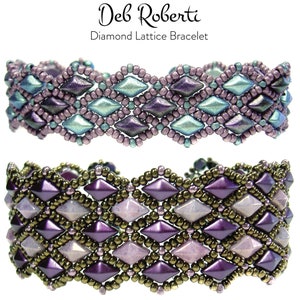 Diamond Lattice Bracelet beaded pattern tutorial by Deb Roberti (digital download PDF pattern in English only)