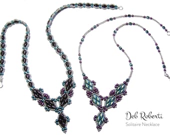 Tutorial de patrón de cuentas de collar solitario de Deb Roberti (patrón PDF de descarga digital solo en inglés)