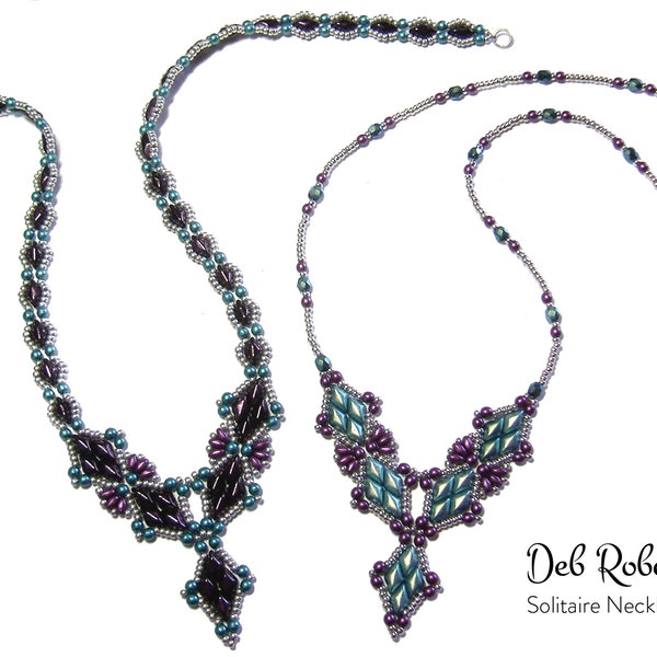 Solitaire Necklace beaded pattern tutorial by Deb Roberti (digital download PDF pattern in English only)