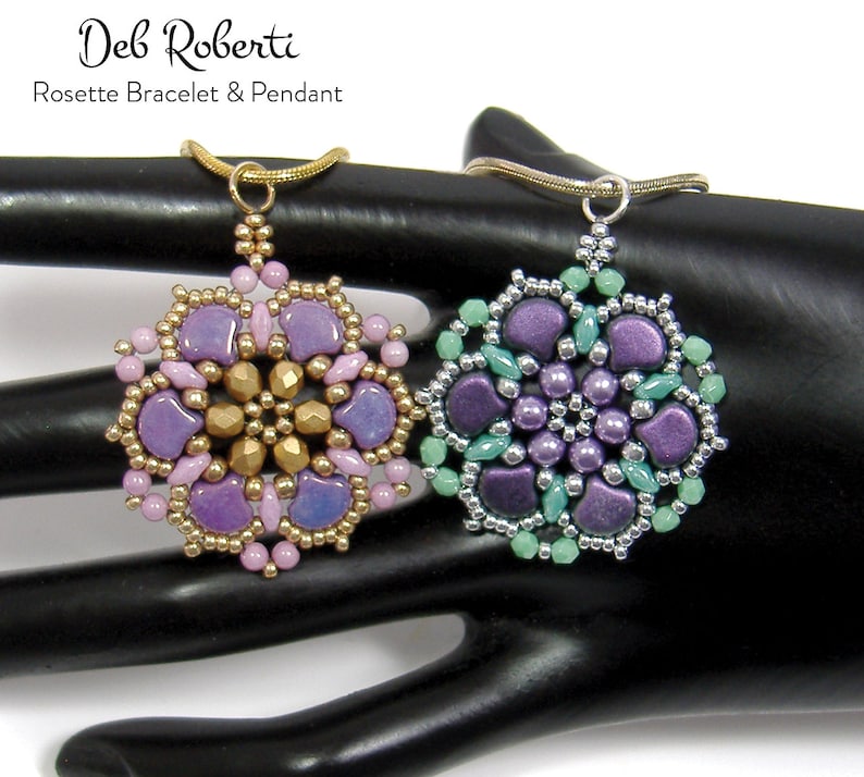 Rosette Bracelet & Pendant beaded pattern tutorial by Deb Roberti digital download PDF pattern in English only image 6