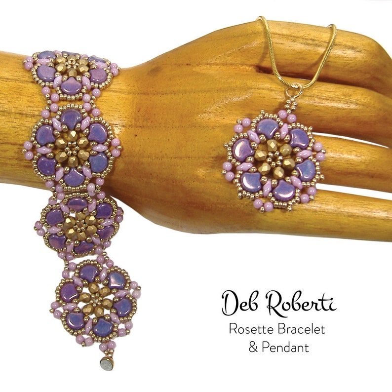 Rosette Bracelet & Pendant beaded pattern tutorial by Deb Roberti digital download PDF pattern in English only image 7