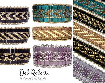 Tila SuperDuo Bands beaded pattern tutorial by Deb Roberti (digital download PDF pattern in English only)
