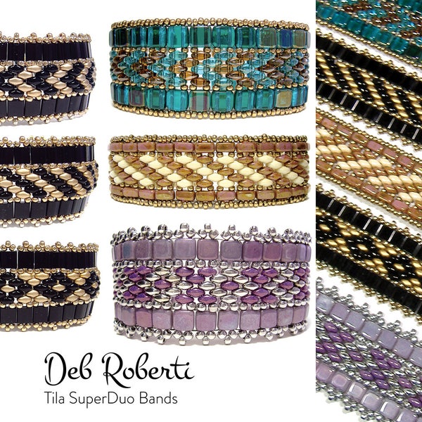 Tila SuperDuo Bands beaded pattern tutorial by Deb Roberti (digital download PDF pattern in English only)