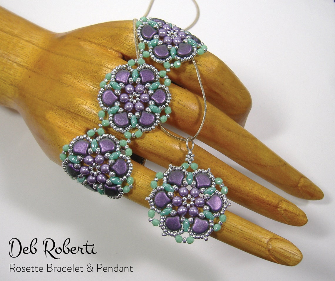 Rosette Bracelet & Pendant Beaded Pattern Tutorial by Deb Roberti ...
