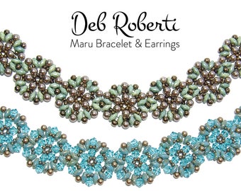 Maru Bracelet & Earrings beaded pattern tutorial by Deb Roberti (digital download PDF pattern in English only)