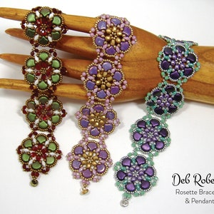 Rosette Bracelet & Pendant beaded pattern tutorial by Deb Roberti digital download PDF pattern in English only image 2