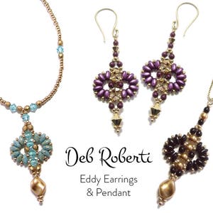 Eddy Earrings & Pendant beaded pattern tutorial by Deb Roberti (digital download PDF pattern in English only)