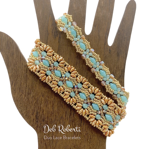 Duo Lace Bracelets beaded pattern tutorial by Deb Roberti (digital download PDF pattern in English only)