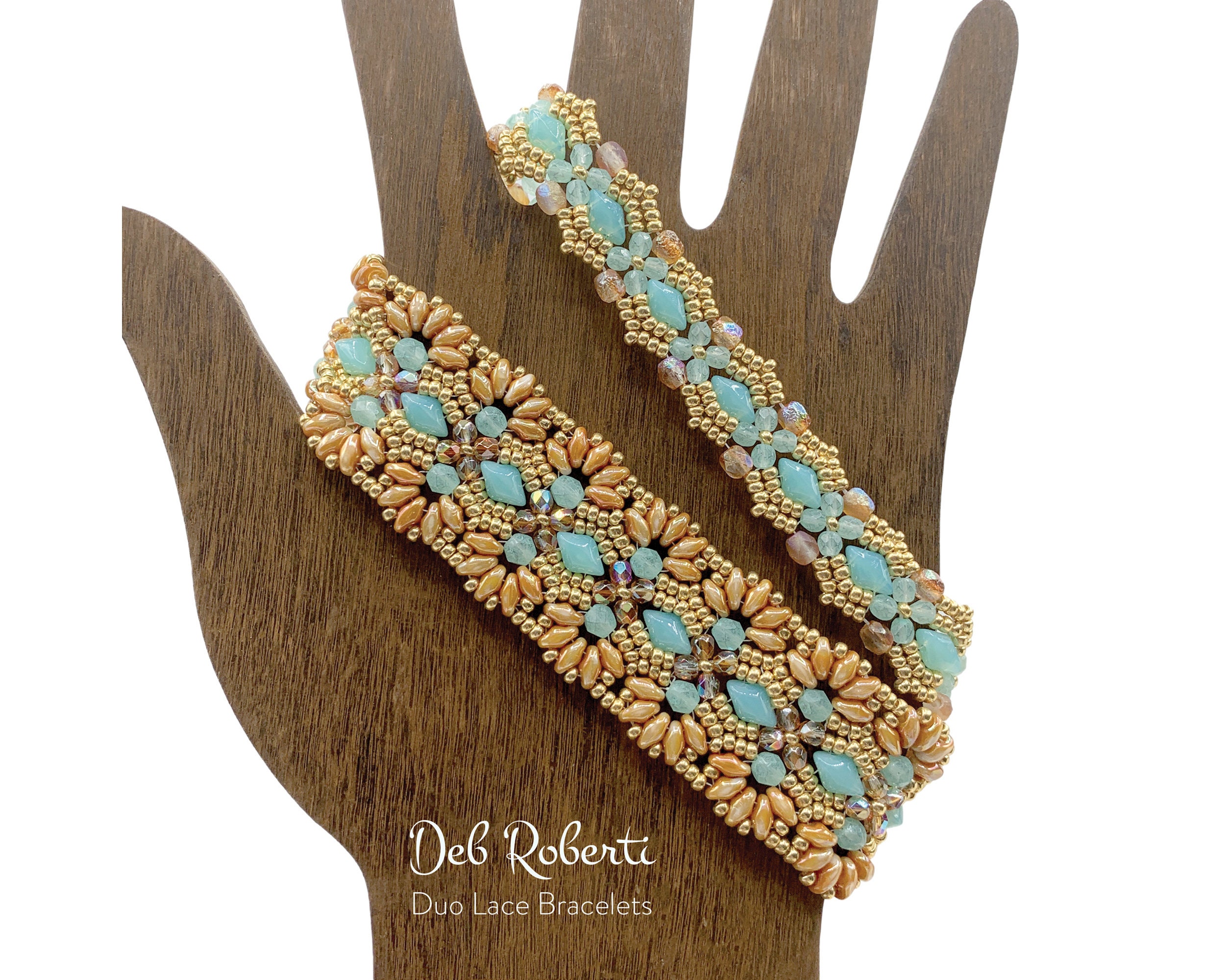 Duo Lace Bracelets Beaded Pattern Tutorial by Deb Roberti digital Download  PDF Pattern in English Only 