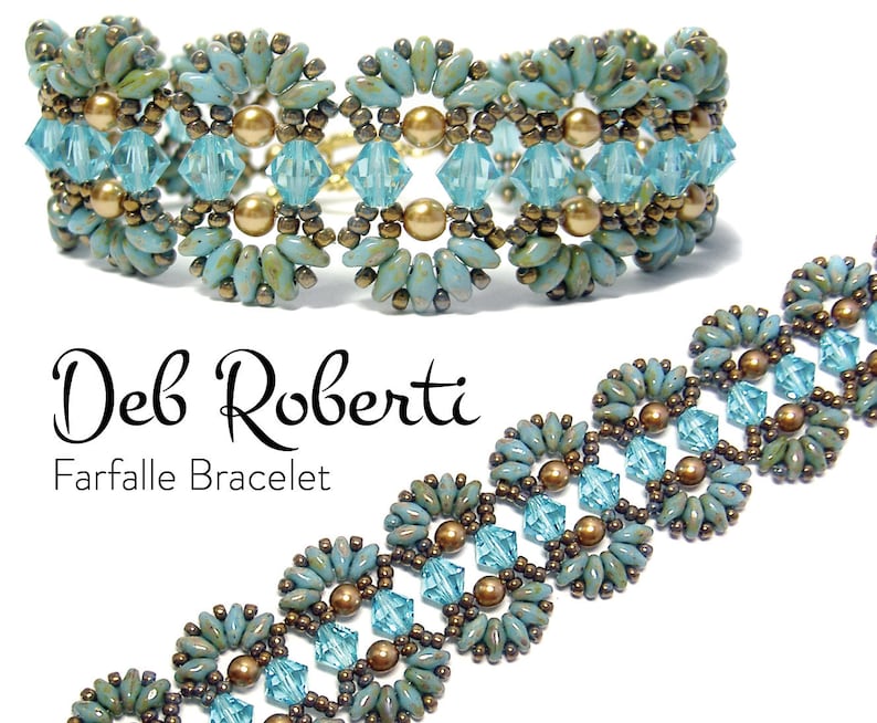 Farfalle Bracelet beaded pattern tutorial by Deb Roberti digital download PDF pattern in English only image 1