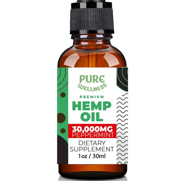 Hemp Seed Oil Drops Organic 30,000mg Peppermint or Natural Flavor