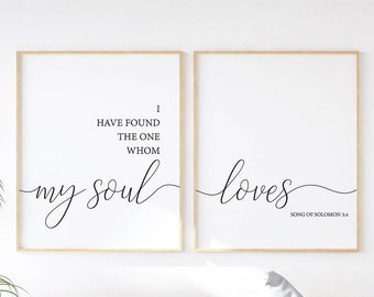 I have found the one whom my soul loves, Couple bedroom prints, Over the bed wall decor printable art, Bedroom wall art, Bible verse prints