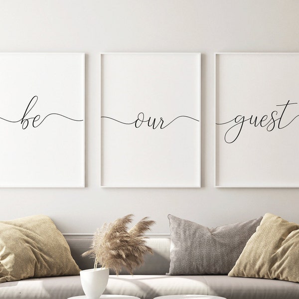 be our guest set of 3 prints be our guest printable wall art guest room prints download guest bedroom sign farmhouse guest room decor quotes