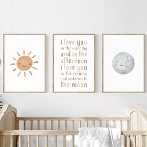I love you in the morning and in the afternoon, Nursery wall art neutral, Nursery prints boho, Kid&#39;s printable art, Baby room sign download